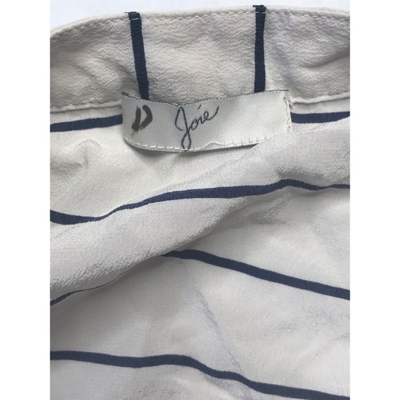 Joie Womens Button Front Long Sleeve Striped Blouse, White Striped,‎ Med, Q - Picture 6 of 6